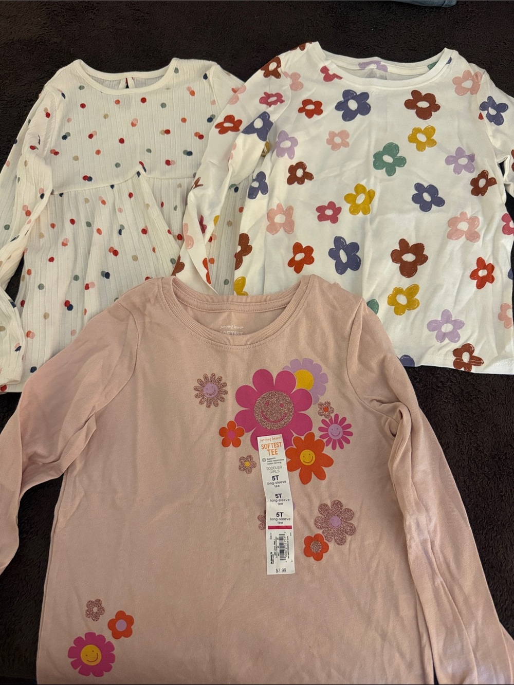 Girls' Pink Flower Graphic Long-Sleeve Tee - 5T